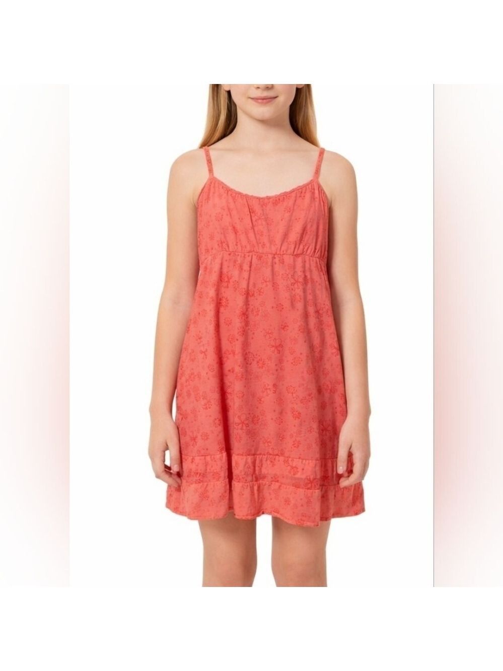 Junior XL • Taylor Swift • Lei Sundress Coral Mixed Media Mini Dress
